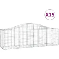 vidaXL Gabionen mit Hochbogen 15 Stk. 200x50x60/80 cm Verzinktes Eisen