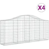 vidaXL Gabionen mit Hochbogen 4 Stk. 200x30x80/100 cm Verzinktes Eisen