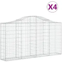 vidaXL Gabionen mit Hochbogen 4 Stk. 200x30x100/120cm Verzinktes Eisen