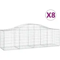 vidaXL Gabionen mit Hochbogen 8 Stk. 200x50x60/80 cm Verzinktes Eisen
