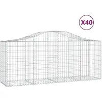 vidaXL Gabionen mit Hochbogen 40 Stk. 200x50x80/100cm Verzinktes Eisen