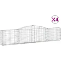 vidaXL Gabionen mit Hochbogen 4 Stk. 400x30x80/100cm Verzinktes Eisen