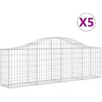 vidaXL Gabionen mit Hochbogen 5 Stk. 200x30x60/80 cm Verzinktes Eisen