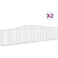 vidaXL Gabionen mit Hochbogen 2 Stk. 400x30x80/100cm Verzinktes Eisen