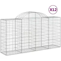 vidaXL Gabionen mit Hochbogen 12 Stk 200x50x100/120cm Verzinktes Eisen