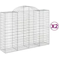vidaXL Gabionen mit Hochbogen 2 Stk. 200x50x140/160cm Verzinktes Eisen