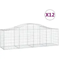 vidaXL Gabionen mit Hochbogen 12 Stk. 200x50x60/80 cm Verzinktes Eisen