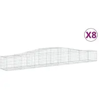 vidaXL Gabionen mit Hochbogen 8 Stk. 400x50x40/60cm Verzinktes Eisen