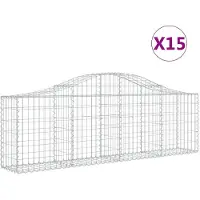 vidaXL Gabionen mit Hochbogen 15 Stk. 200x30x60/80 cm Verzinktes Eisen