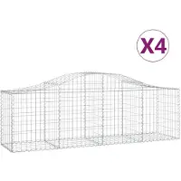 vidaXL Gabionen mit Hochbogen 4 Stk. 200x50x60/80 cm Verzinktes Eisen