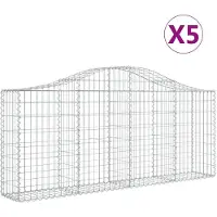 vidaXL Gabionen mit Hochbogen 5 Stk. 200x30x80/100 cm Verzinktes Eisen