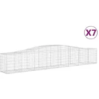 vidaXL Gabionen mit Hochbogen 7 Stk. 400x50x60/80cm Verzinktes Eisen