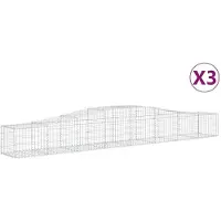 vidaXL Gabionen mit Hochbogen 3 Stk. 400x50x40/60cm Verzinktes Eisen
