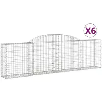 vidaXL Gabionen mit Hochbogen 6 Stk. 300x30x80/100 cm Verzinktes Eisen