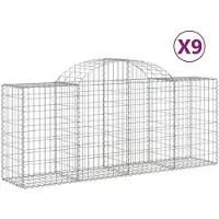 vidaXL Gabionen mit Hochbogen 9 Stk. 200x50x80/100 cm Verzinktes Eisen