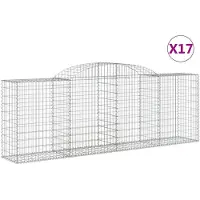 vidaXL Gabionen mit Hochbogen 17 Stk 300x50x100/120cm Verzinktes Eisen