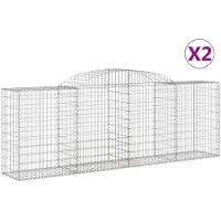 vidaXL Gabionen mit Hochbogen 2 Stk. 300x50x100/120cm Verzinktes Eisen