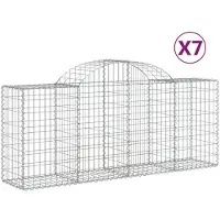 vidaXL Gabionen mit Hochbogen 7 Stk. 200x50x80/100 cm Verzinktes Eisen