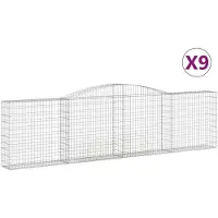 vidaXL Gabionen mit Hochbogen 9 Stk. 400x30x100/120cm Verzinktes Eisen