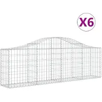 vidaXL Gabionen mit Hochbogen 6 Stk. 200x30x60/80 cm Verzinktes Eisen