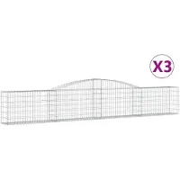 vidaXL Gabionen mit Hochbogen 3 Stk. 400x30x60/80 cm Verzinktes Eisen