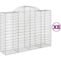 vidaXL Gabionen mit Hochbogen 8 Stk. 200x50x140/160cm Verzinktes Eisen