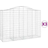 vidaXL Gabionen mit Hochbogen 3 Stk. 200x50x140/160cm Verzinktes Eisen