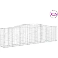 vidaXL Gabionen mit Hochbogen 15 Stk 400x50x100/120cm Verzinktes Eisen