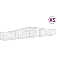 vidaXL Gabionen mit Hochbogen 5 Stk. 400x50x40/60cm Verzinktes Eisen