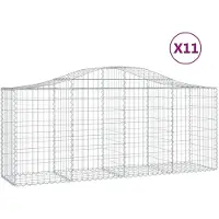 vidaXL Gabionen mit Hochbogen 11 Stk. 200x50x80/100cm Verzinktes Eisen