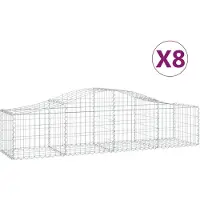 vidaXL Gabionen mit Hochbogen 8 Stk. 200x50x40/60 cm Verzinktes Eisen