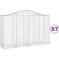 vidaXL Gabionen mit Hochbogen 7 Stk. 200x50x120/140cm Verzinktes Eisen