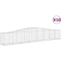 vidaXL Gabionen mit Hochbogen 10 Stk. 400x50x60/80cm Verzinktes Eisen