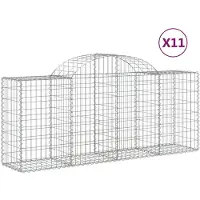 vidaXL Gabionen mit Hochbogen 11 Stk. 200x50x80/100cm Verzinktes Eisen