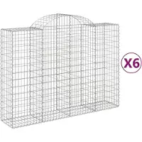 vidaXL Gabionen mit Hochbogen 6 Stk. 200x50x140/160cm Verzinktes Eisen