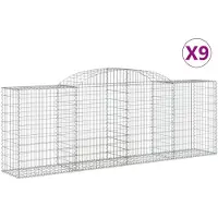 vidaXL Gabionen mit Hochbogen 9 Stk. 300x50x100/120cm Verzinktes Eisen
