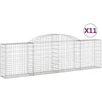 vidaXL Gabionen mit Hochbogen 11 Stk. 300x30x80/100cm Verzinktes Eisen