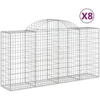 vidaXL Gabionen mit Hochbogen 8 Stk. 200x50x100/120cm Verzinktes Eisen