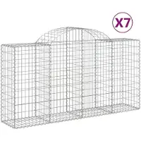 vidaXL Gabionen mit Hochbogen 7 Stk. 200x50x100/120cm Verzinktes Eisen