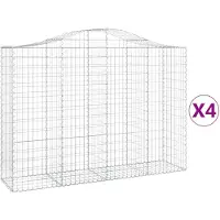 vidaXL Gabionen mit Hochbogen 4 Stk. 200x50x140/160cm Verzinktes Eisen