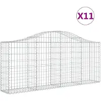 vidaXL Gabionen mit Hochbogen 11 Stk. 200x30x80/100cm Verzinktes Eisen
