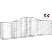 vidaXL Gabionen mit Hochbogen 8 Stk. 300x30x80/100 cm Verzinktes Eisen