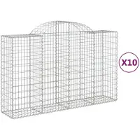 vidaXL Gabionen mit Hochbogen 10Stk. 200x50x120/140cm Verzinktes Eisen