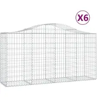 vidaXL Gabionen mit Hochbogen 6 Stk. 200x50x100/120cm Verzinktes Eisen