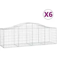 vidaXL Gabionen mit Hochbogen 6 Stk. 200x50x60/80 cm Verzinktes Eisen