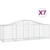 vidaXL Gabionen mit Hochbogen 7 Stk. 200x50x60/80 cm Verzinktes Eisen