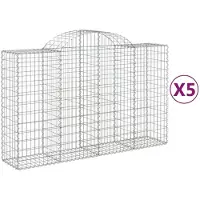 vidaXL Gabionen mit Hochbogen 5 Stk. 200x50x120/140cm Verzinktes Eisen