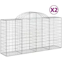 vidaXL Gabionen mit Hochbogen 2 Stk. 200x50x100/120cm Verzinktes Eisen