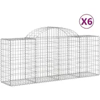 vidaXL Gabionen mit Hochbogen 6 Stk. 200x50x80/100 cm Verzinktes Eisen