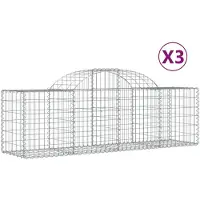vidaXL Gabionen mit Hochbogen 3 Stk. 200x50x60/80 cm Verzinktes Eisen